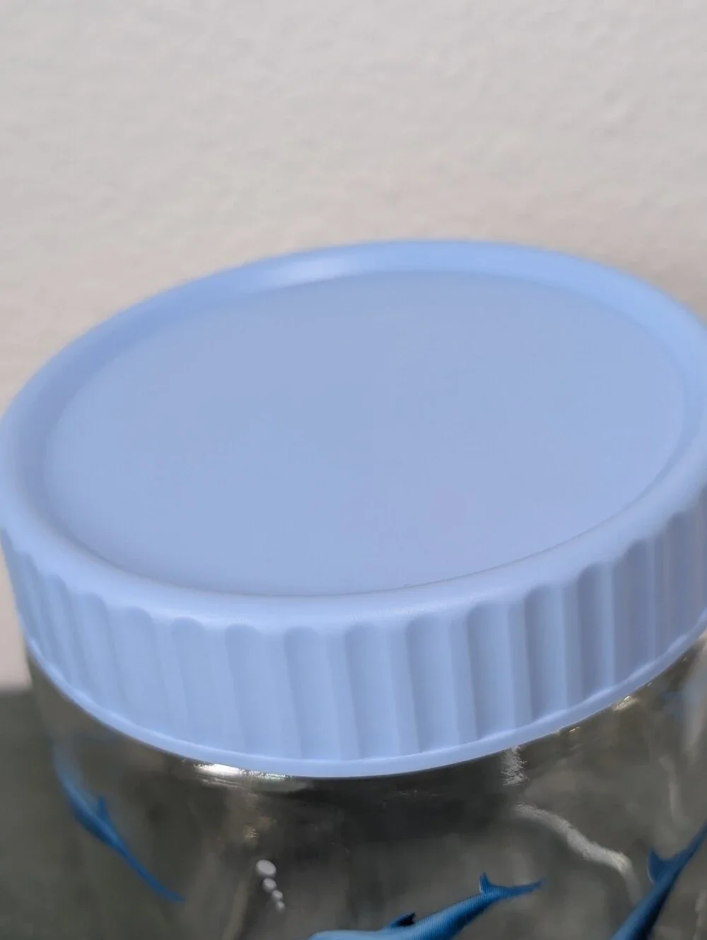 Windsor Blue Dolphins Clear Glass Screw On Lidded Storage Apothecary Candy Jar